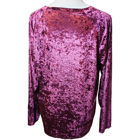 Y2K 2000s Crushed Velvet Top Raglan Sleeve Whimsygoth Grunge Womens Large Blouse - Picture 5 of 7
